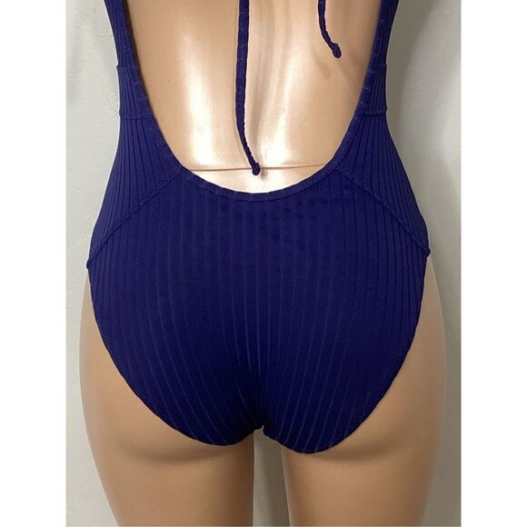 New. BECCA navy plunge neck swimsuit. Small. $129 - Picture 7 of 8
